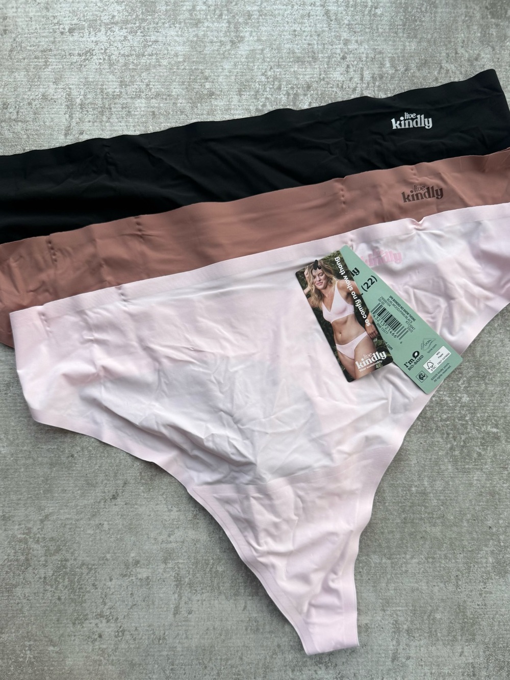 Live Kindly Thong Underwear 3 pk Size XXXL (22) NWT